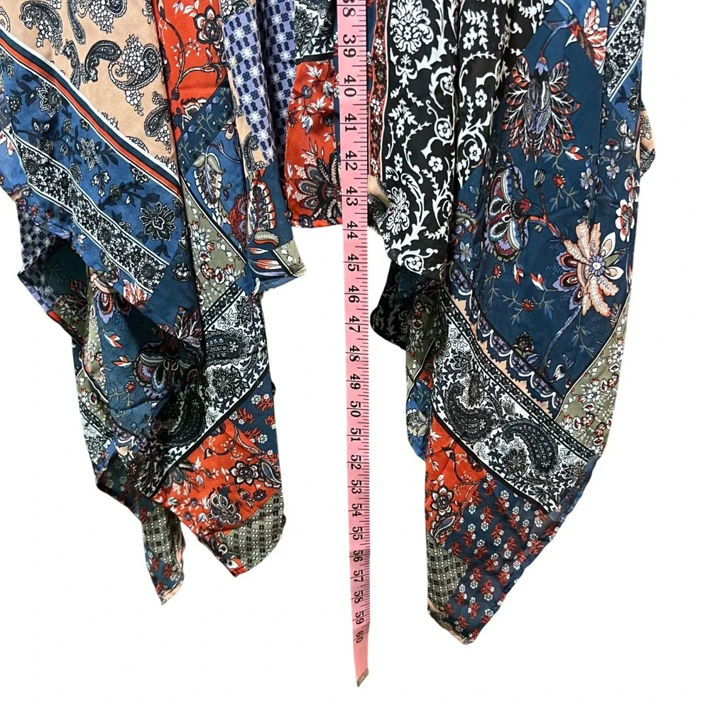 Indigo Rose‎ 3X Patchwork Dress Paisley Handkerchief Hem Blue Red Boho Peasant
